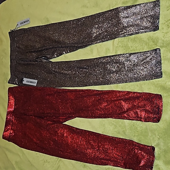 Womens Shiny Red Black Silver Snake Scale Print Leggings Spandex Waist Small - Picture 1 of 9